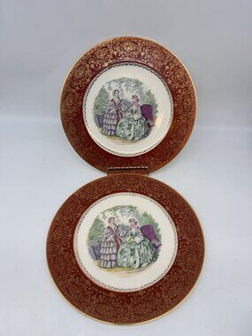 SET OF 6 Vintage Victorian Century by Salem 23 Karat Gold Dinner Plates 10 3/4”